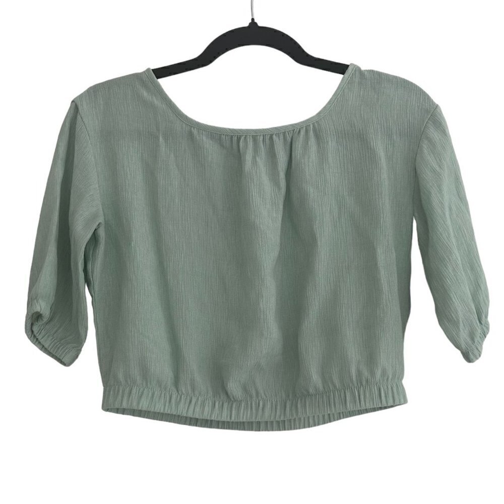 H&M Girls Spring Puff Sleeve Top Light Green - Youth Girls Size 12
